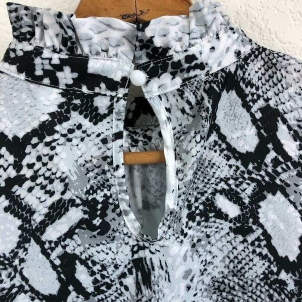 H&M Snake Python High Collar Ruffle Blouse - image 5